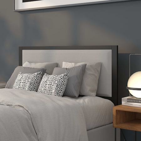 Flash Furniture Melbourne Metal Upholstered Full Size Headboard in Light Gray Fabric HG-HB1717-F-LG-GG